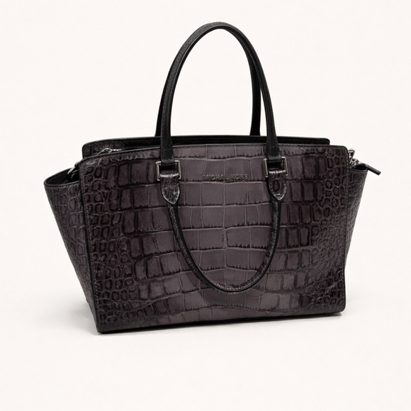 Michael Kors Handbags - Michael Kors Ombré Gray Croc-Embossed Leather Satchel | Crossbody | Excellent